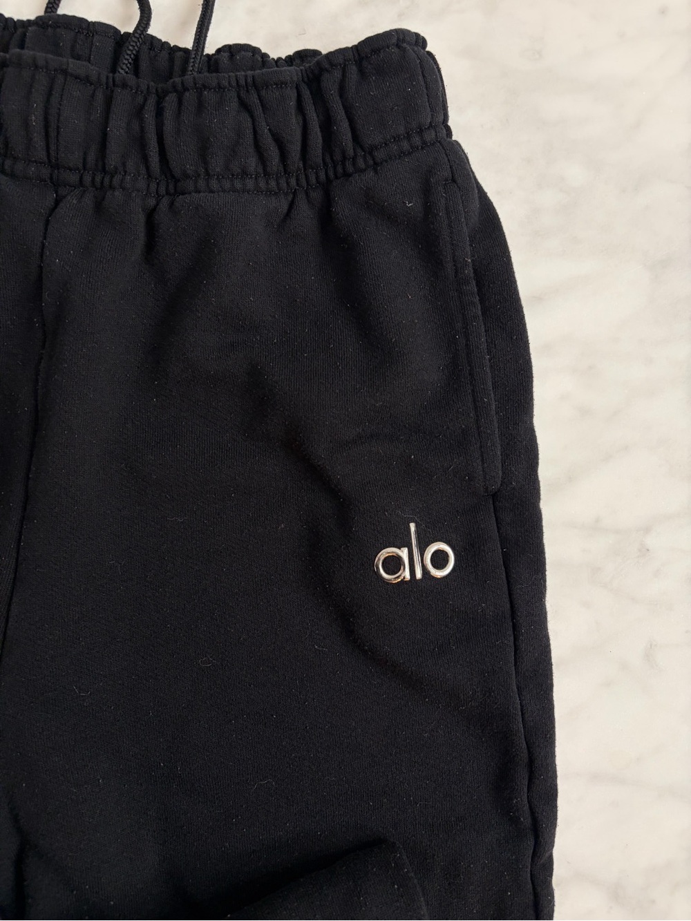 ALO Yoga Kids Black Sweatpants with Silver Logo